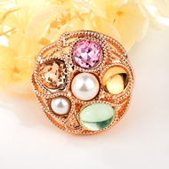 Picture of Trendy Gold Plated Artificial Pearl Fashion Ring with Low MOQ