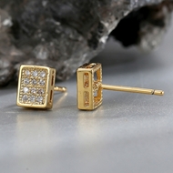 Picture of Nickel Free Gold Plated Geometric Dangle Earrings with No-Risk Refund