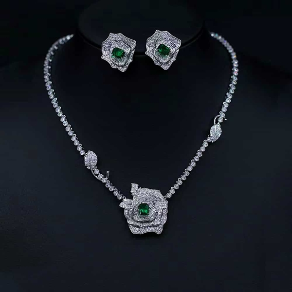 Picture of Low Cost Platinum Plated Flower 2 Piece Jewelry Set with Low Cost