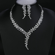 Picture of Most Popular Cubic Zirconia Platinum Plated 2 Piece Jewelry Set