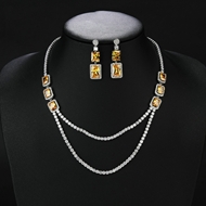 Picture of Most Popular Cubic Zirconia Platinum Plated 2 Piece Jewelry Set