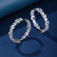 Picture of Luxury Cubic Zirconia Huggie Earrings with Full Guarantee