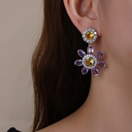 Picture of Need-Now Purple Cubic Zirconia Dangle Earrings from Editor Picks