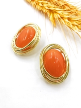 Show details for Good Resin Orange Clip On Earrings