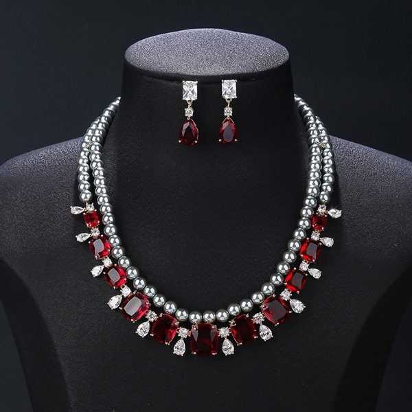 Picture of Beautiful Cubic Zirconia Colorful 2 Piece Jewelry Set