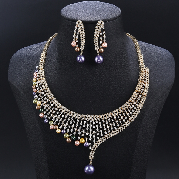 Picture of Gold Plated Colorful 2 Piece Jewelry Set at Great Low Price
