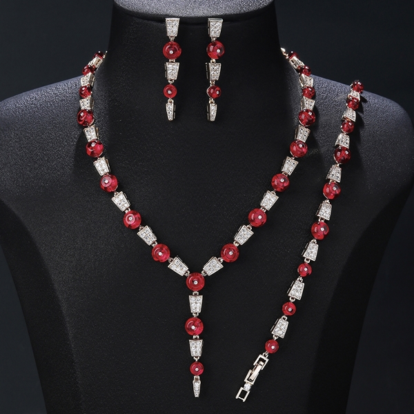 Picture of Good Quality Cubic Zirconia Gold Plated 2 Piece Jewelry Set