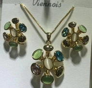 Show details for Famous Opal Gold Plated 2 Piece Jewelry Set